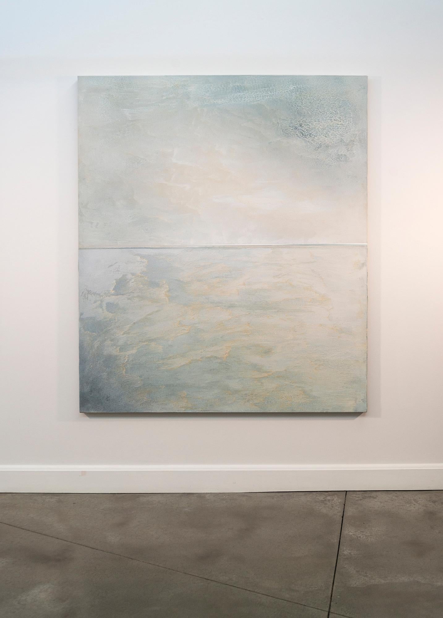 Lights - paysage abstrait contemporain, acrylique et fusain sur toile - Contemporain Painting par Sasha Rogers