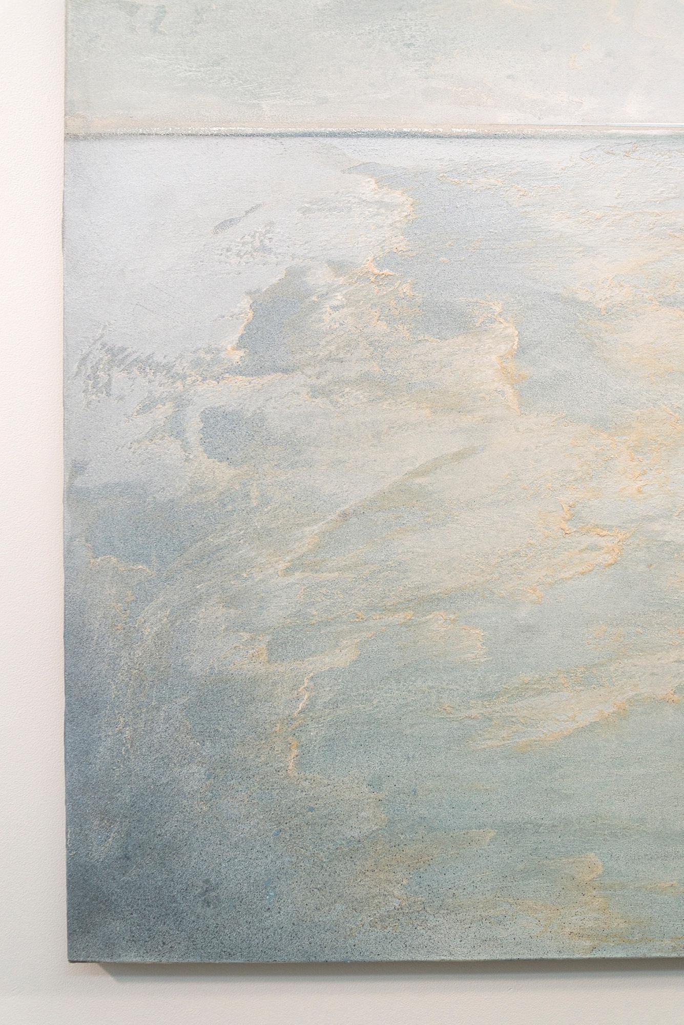 Lights - paysage abstrait contemporain, acrylique et fusain sur toile en vente 1