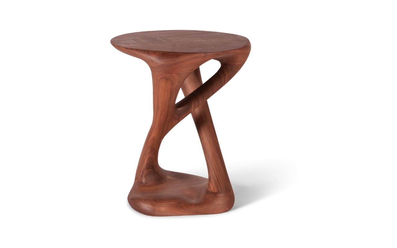 Organic Modern Sasha Side Table, Solid Walnut Wood with Natural stain For Sale