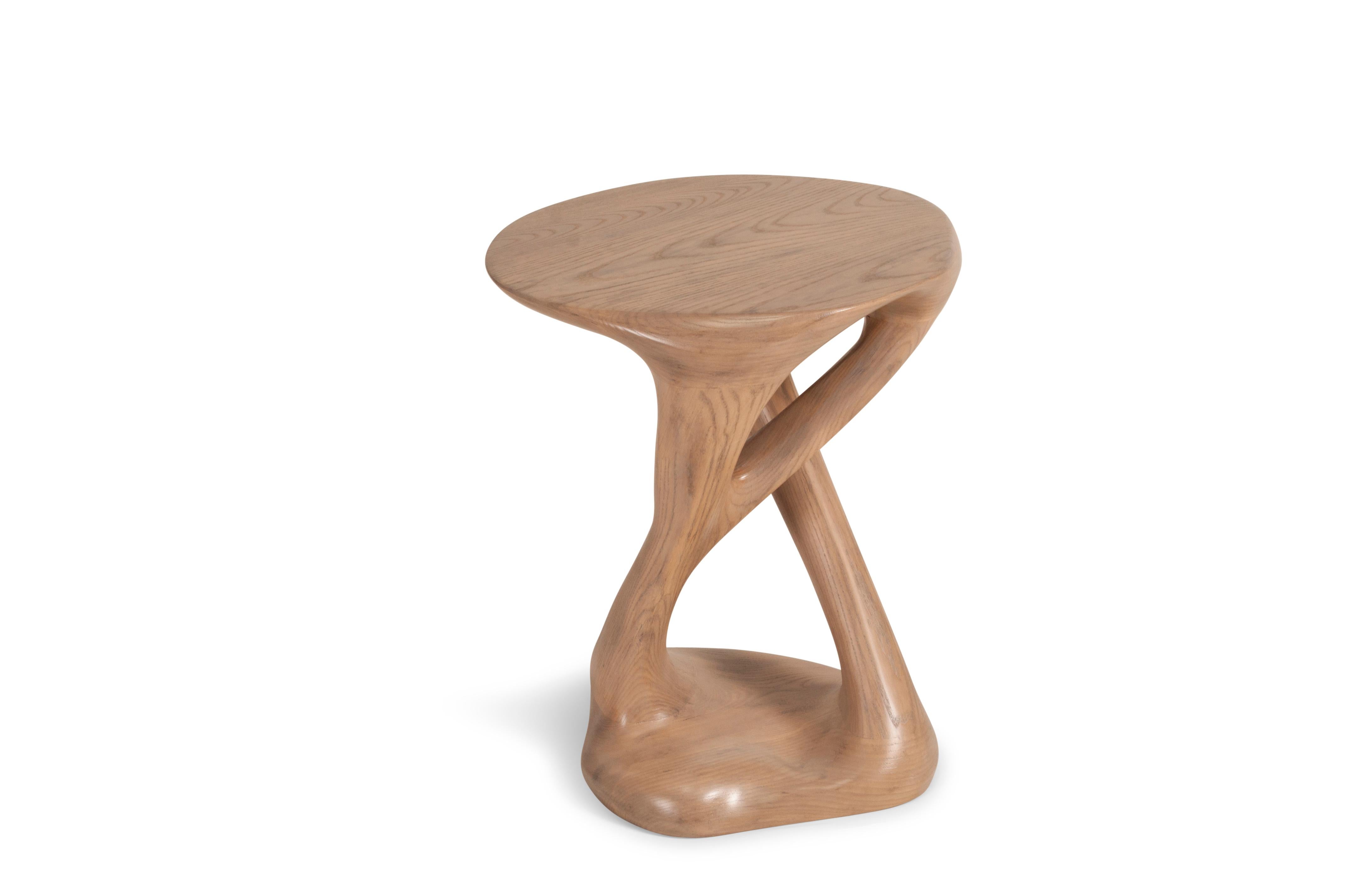 Organic Modern Sasha Side Table in Antique Oak stain on Ash wood  For Sale