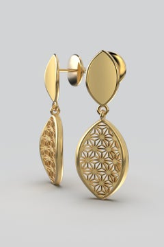 Sashiko Pattern Earrings Made in Italy in 18k Gold By Oltremare Gioielli