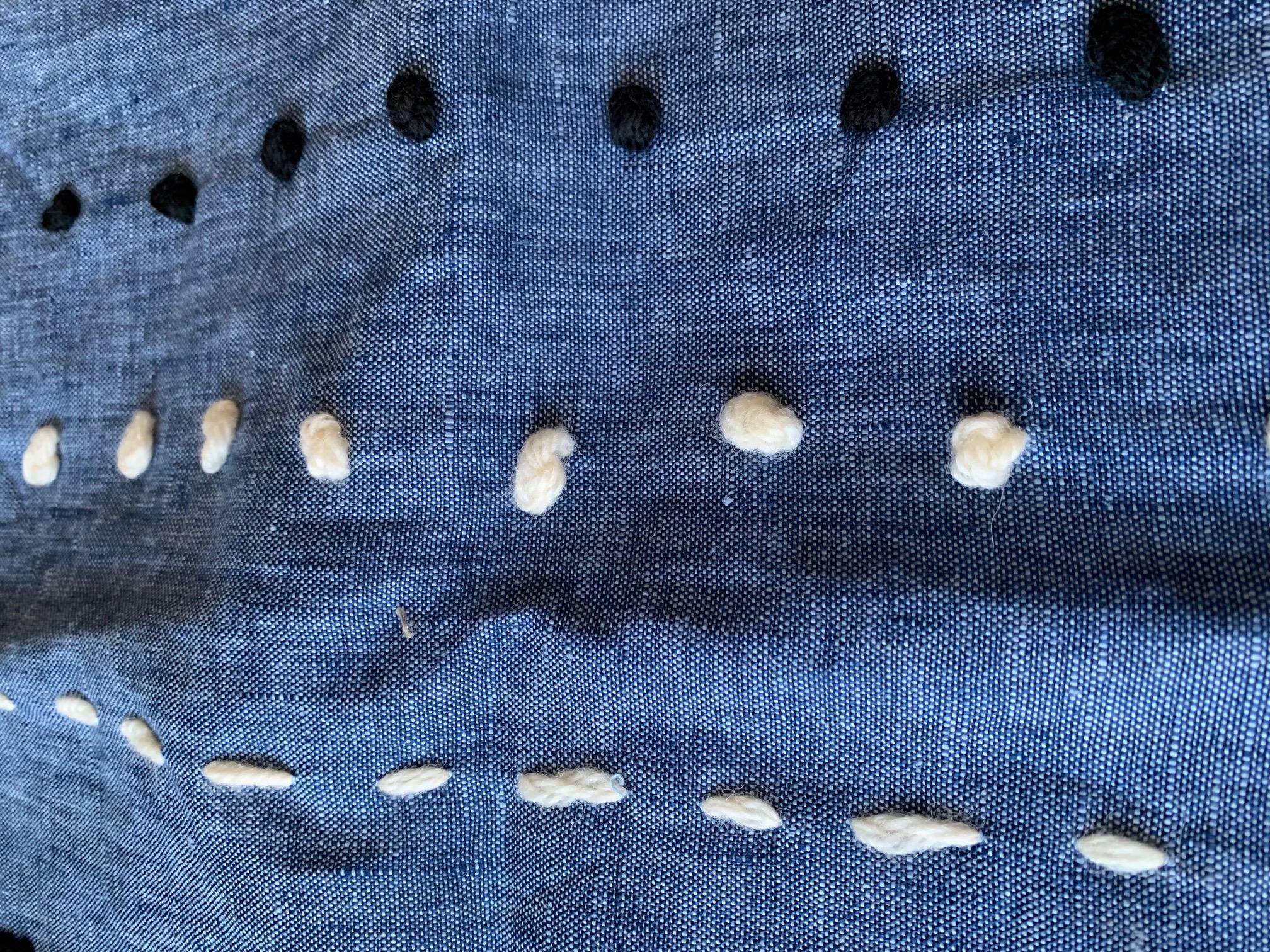 Sashiko Pillow, Blue, Maki Yamamoto, Represented by Tuleste Factory In New Condition For Sale In New York, NY