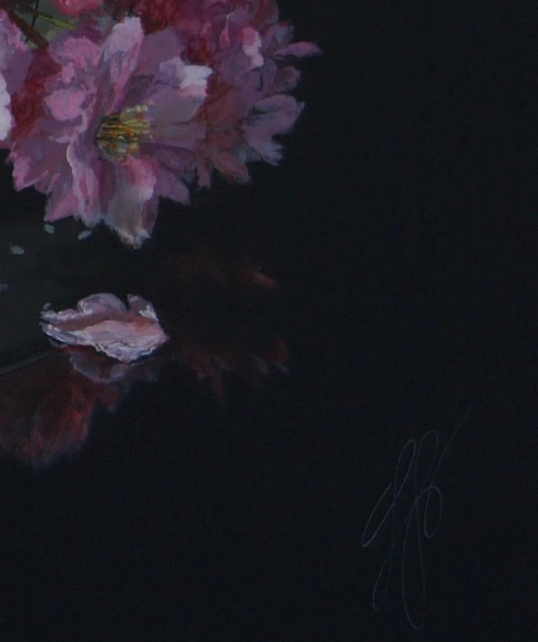 ''Japanese Blossom on Porcelain'', Contemporary Still Life with Pink Blossom 1