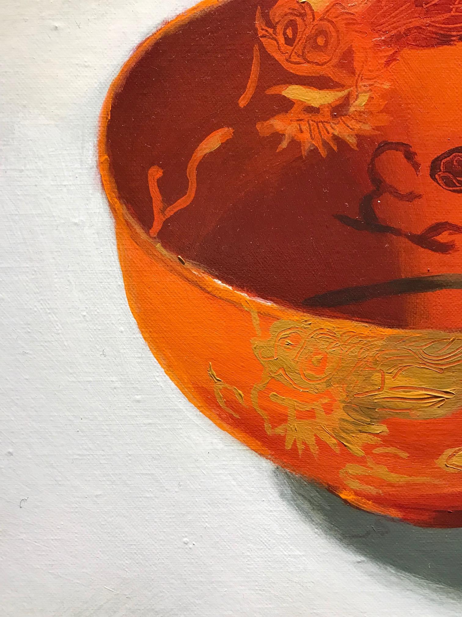 ''Orange cup'', Dutch Contemporary Dutch Still-Life with Chinese Porcelain - Painting by Sasja Wagenaar