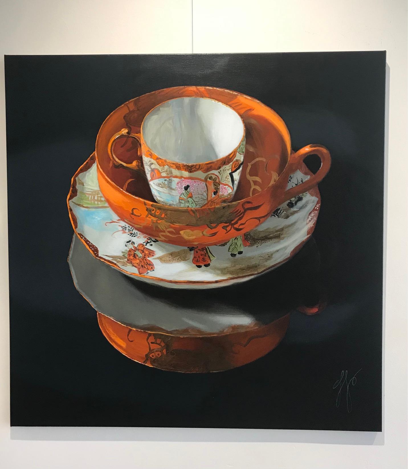 ''Orange Stack'', Dutch Contemporary Still-Life with Porcelain, Orange 2