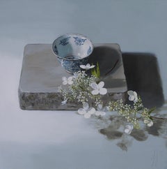 ''Porcelain with Blossom'', Dutch Contemporary Dutch Still-Life with Porcelain 