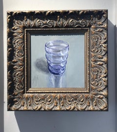 ''Blue Glass'', Dutch Contemporary Still Life Painting with Blue Glass