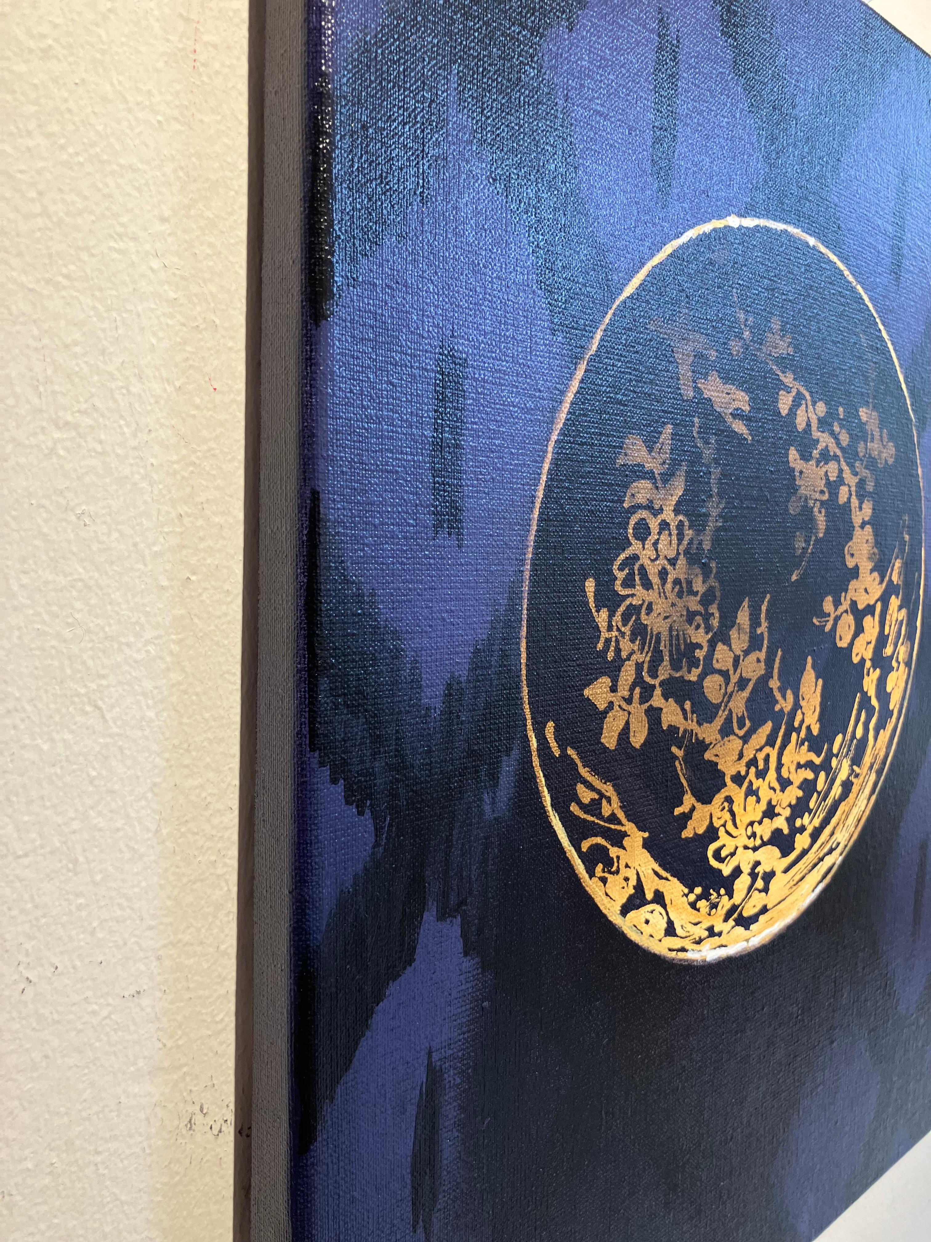 ''Bol avec or'', Nature morte contemporaine avec bol en porcelaine en vente 2