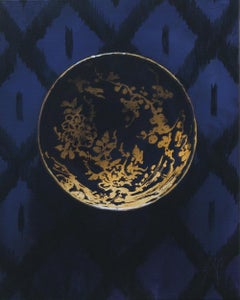 ''Bol avec or'', Nature morte contemporaine avec bol en porcelaine