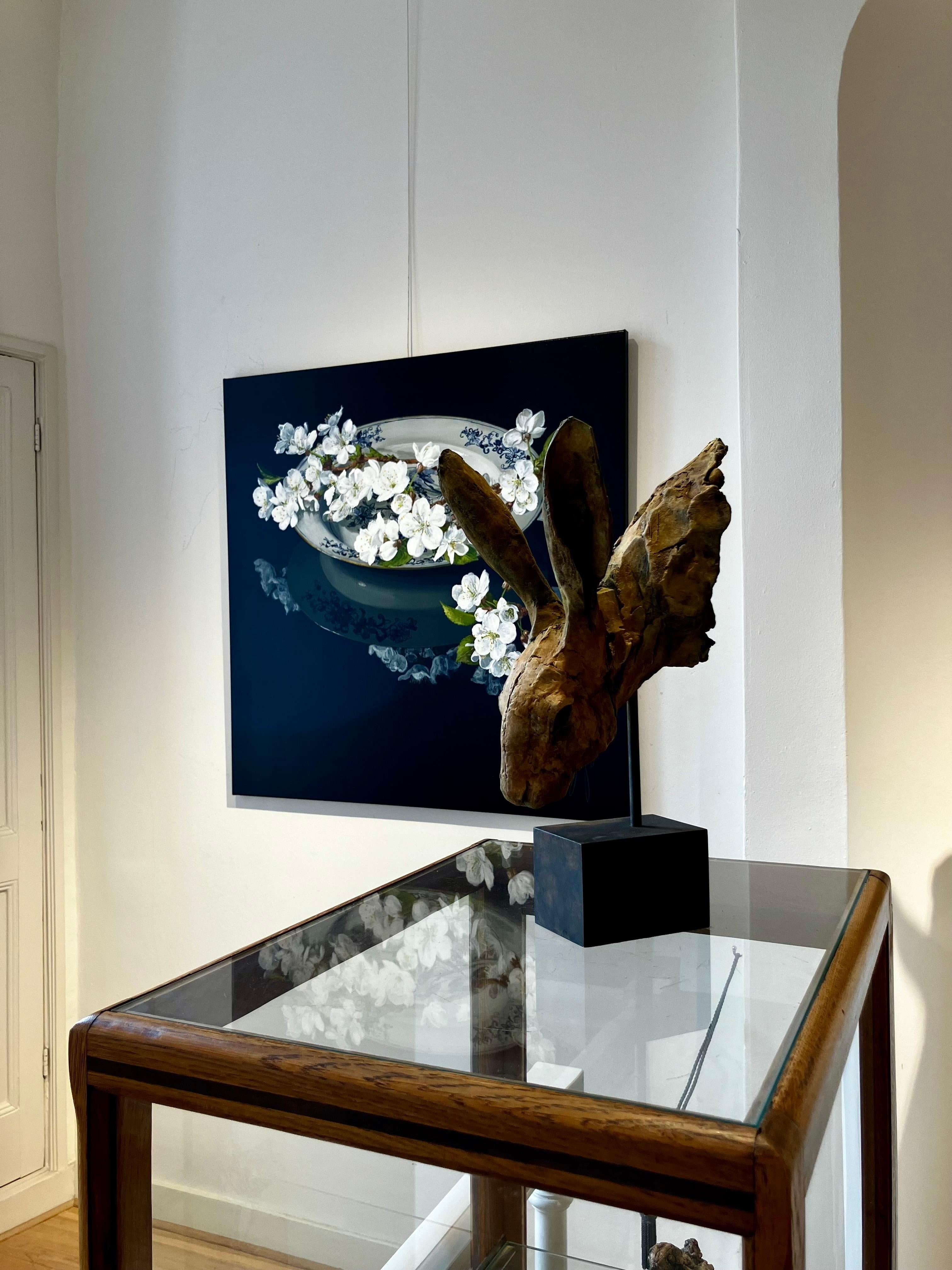 ''Cherry Blossom'', Contemporary Still Life Painting with Porcelain and Blossom For Sale 6