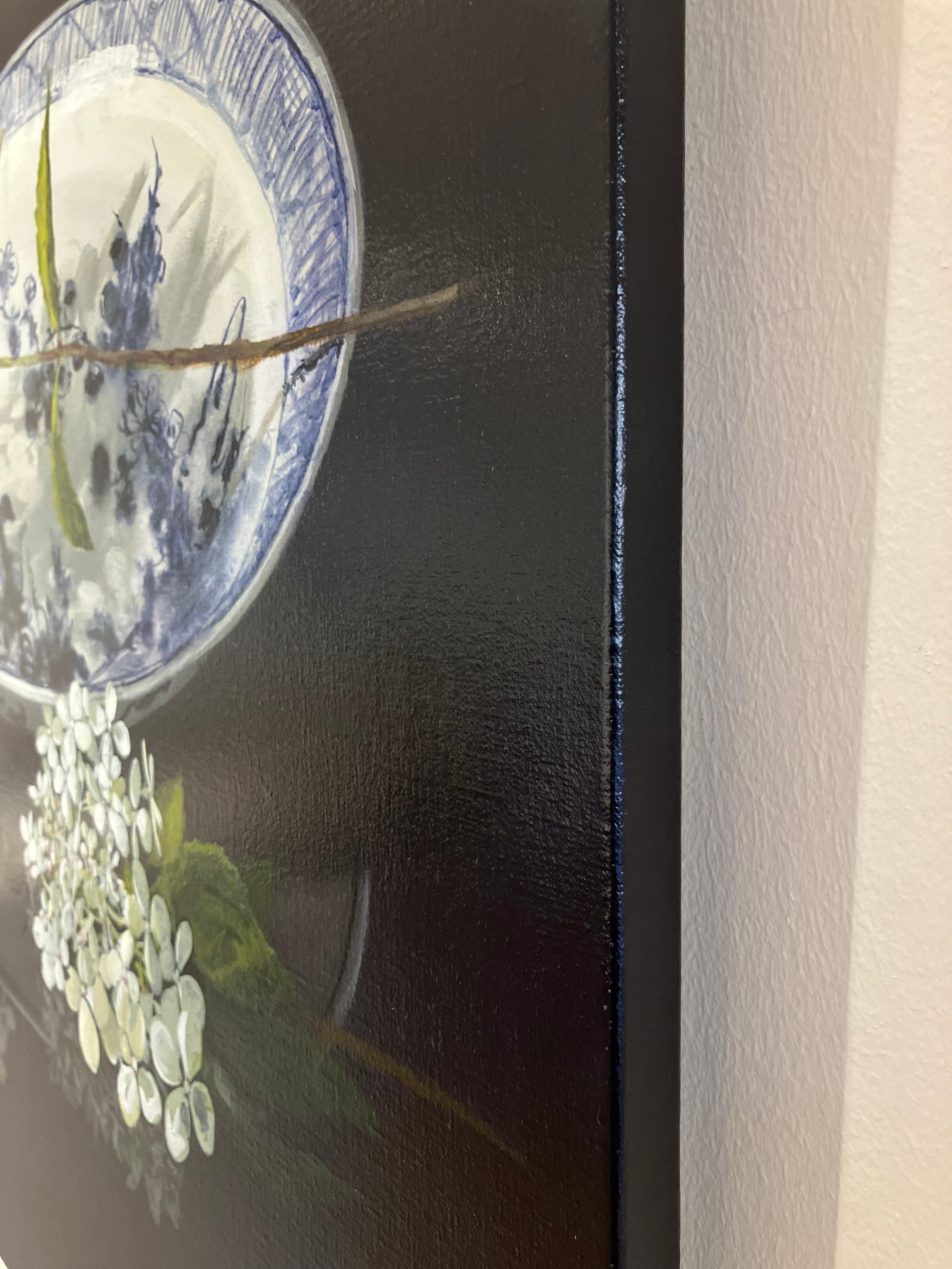 ''Hydrangea'', Contemporary Still Life Painting Porcelain Bowl with Hydrangea 2