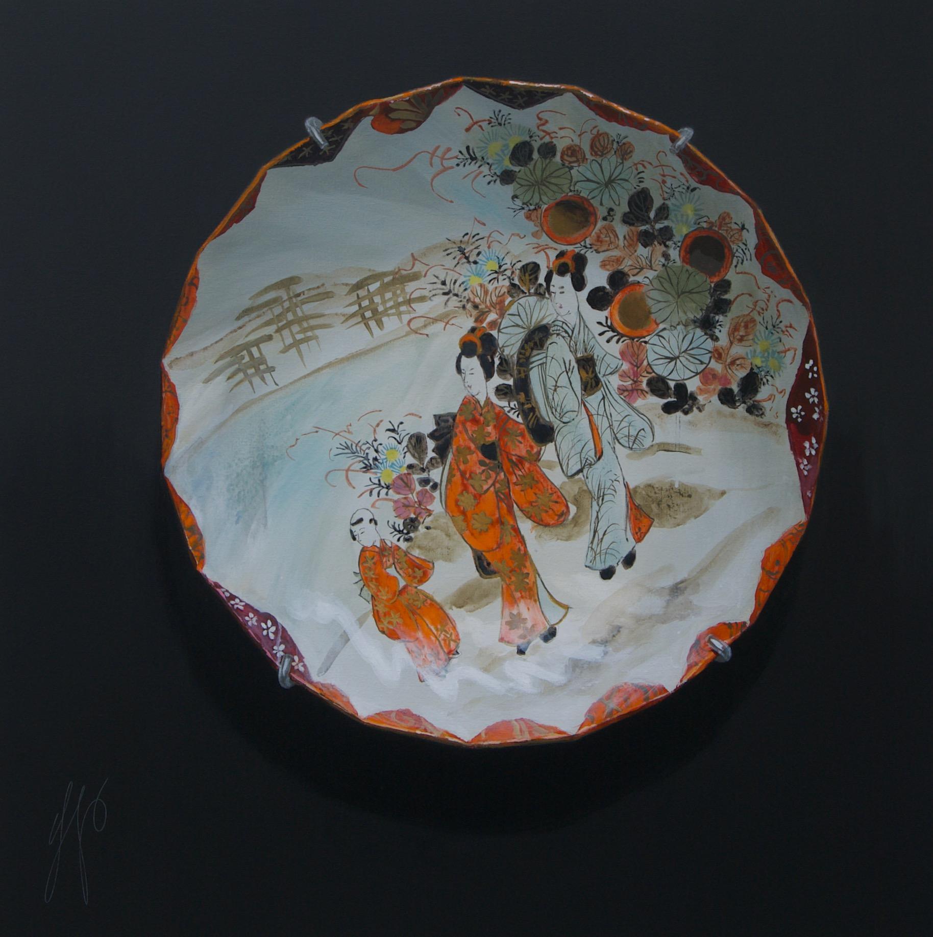 Sasja Wagenaar Figurative Painting - ''Japanese Porcelain'', Dutch Contemporary Still Life Painting of Porcelain