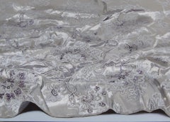 ''Sea of Silver'', Dutch Contemporary Still Life Painting with Embroidered Silk 