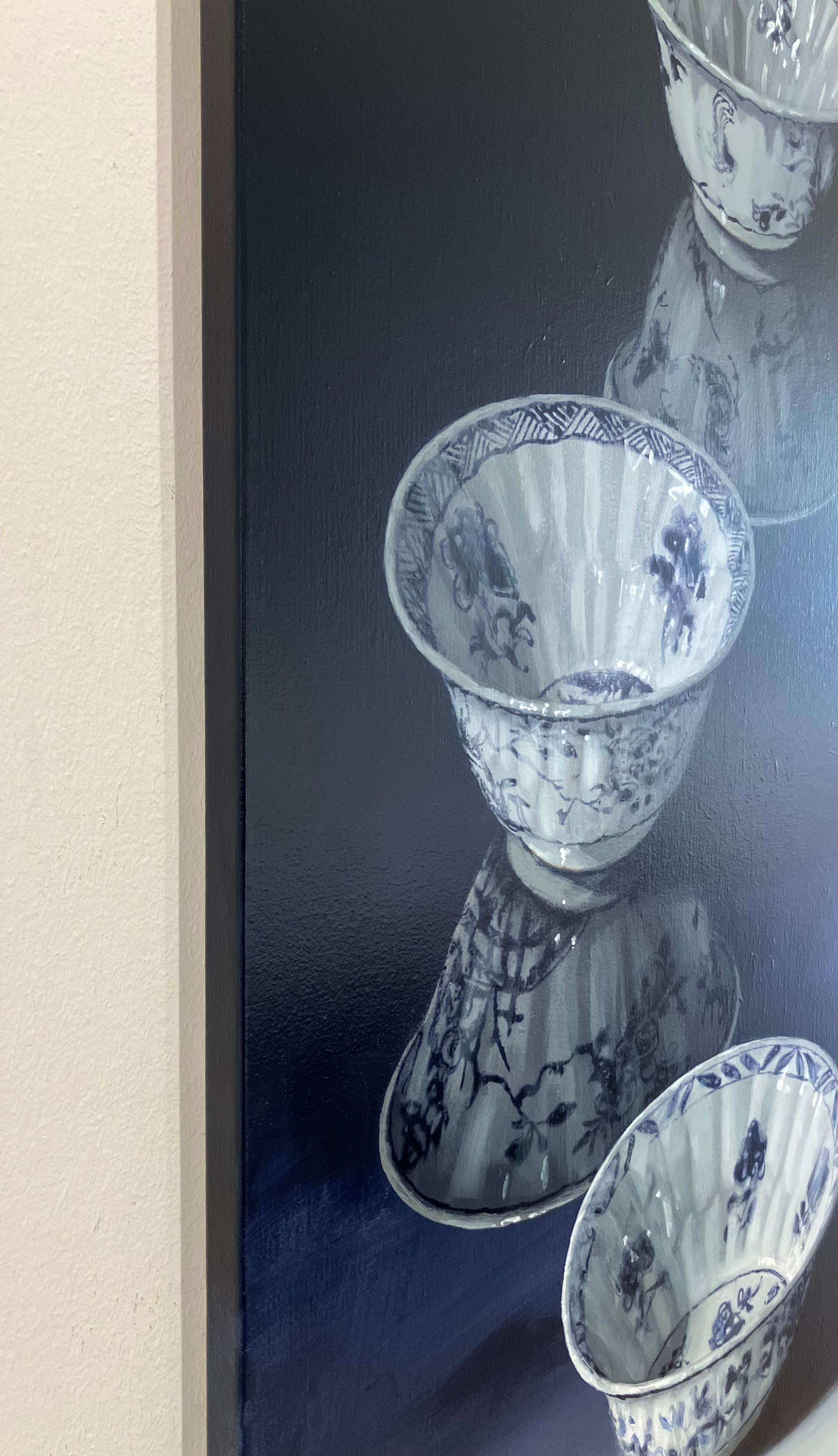 ''Step into the Light'', Contemporary Still Life Painting with Porcelain Bowls For Sale 2