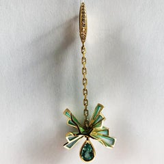 Sasonko 1.7 Carat Tourmaline Diamond Enamel 18 Karat Yellow Gold Earrings