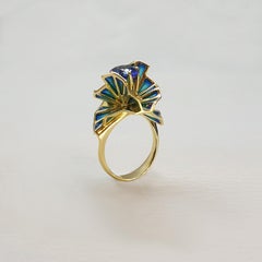 Sasonko 1.83 Carat Tanzanite Enamel 18 Karat Yellow Gold Ring
