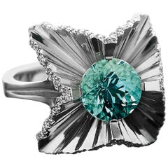 Sasonko 1.93 Carat Aquamarine Diamond 18 Karat White Gold Ring