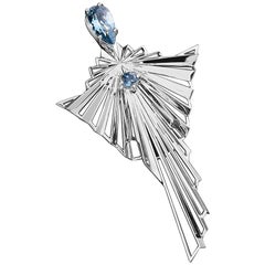 Sasonko 2.99 Carat Aquamarine 18 Karat White Gold Pendant