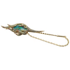 Sasonko 4.80 Carat Opal Ruby Sapphire Tourmaline 18 Karat Yellow Gold Brooch