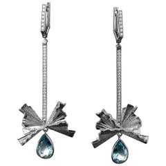 Sasonko 5.12 Carat Aquamarine Diamond 18 White Gold Earrings