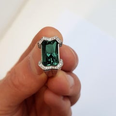 Sasonko 6.85 Carat Tourmaline Diamond 18 Karat White Gold Ring