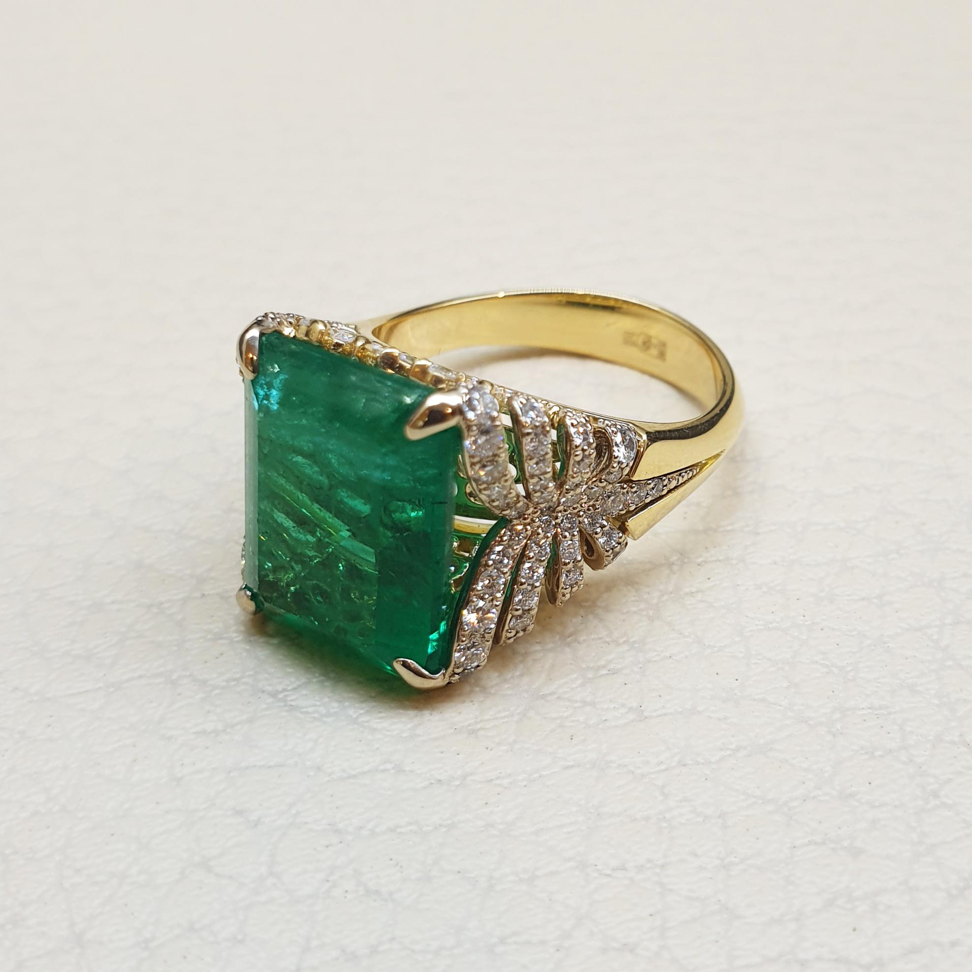 Sasonko 8.82 Carat Emerald Diamonds 18 Karat Yellow Gold Cocktail Ring In New Condition For Sale In Baden-Baden, DE