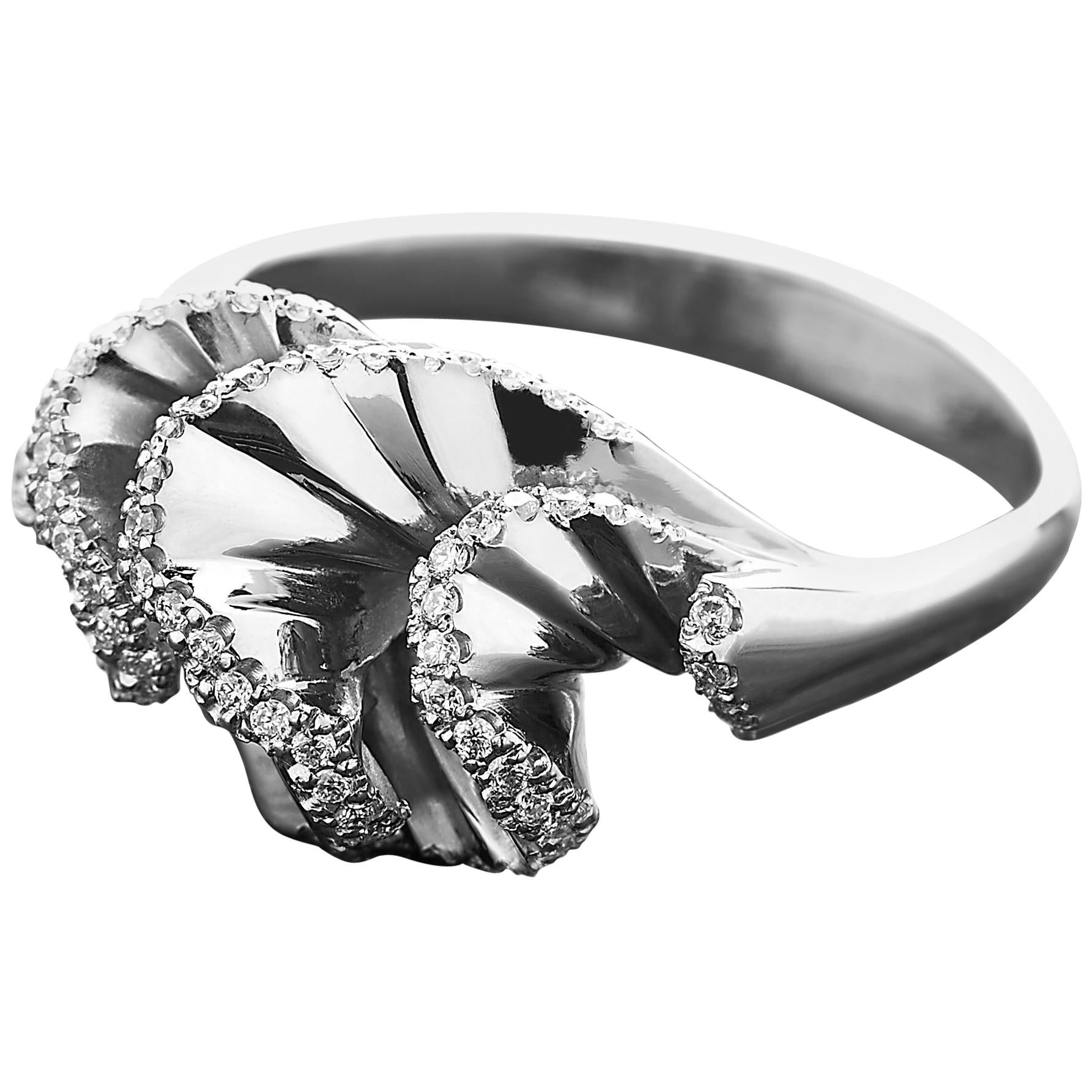 Sasonko Diamond 18 Karat White Gold Cocktail Ring For Sale