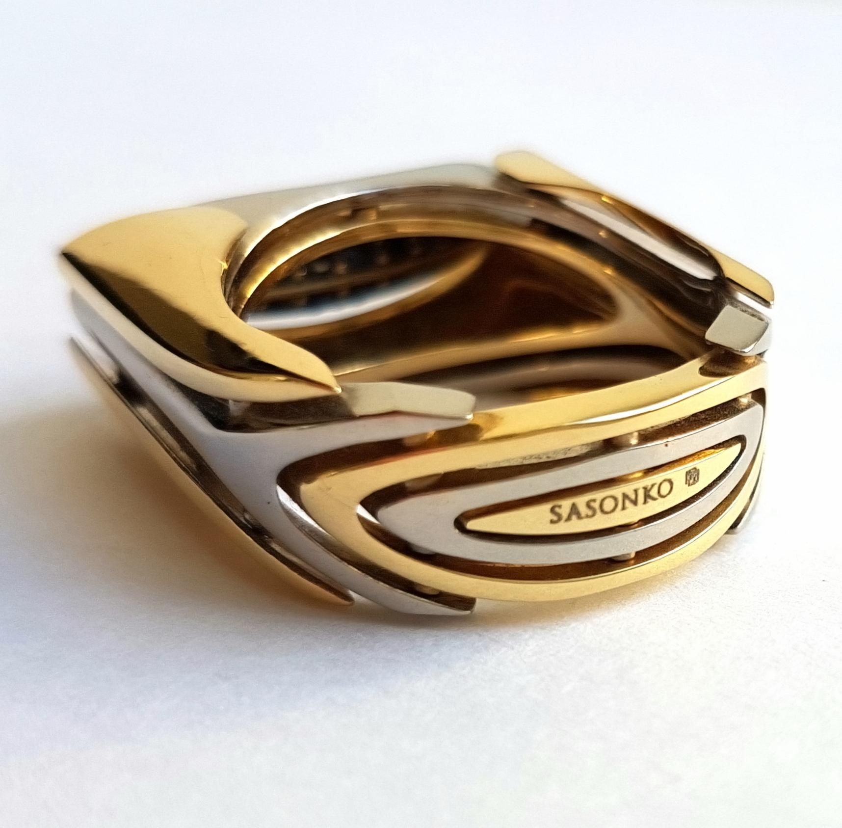 Sasonko Diamond Sapphire 18 Karat Yellow Gold Ring In New Condition For Sale In Baden-Baden, DE