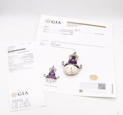 Sasportas 1920 Paris Art Deco Buddha Pendant Platinum with Diamonds & Amethyst