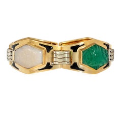 Sasportas, French Art Deco gold, chrysoprase, and chalcedony bracelet