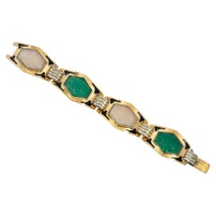 Sasportas, French Art Deco gold, chrysoprase, and chalcedony bracelet