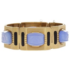 Sasportas Blue Chalcedony and Gold Plaque Bracelet