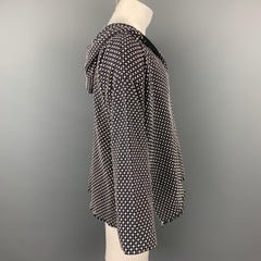 SASQUATCHfabrix Size L Navy & White Woven Cotton Hooded Jacket