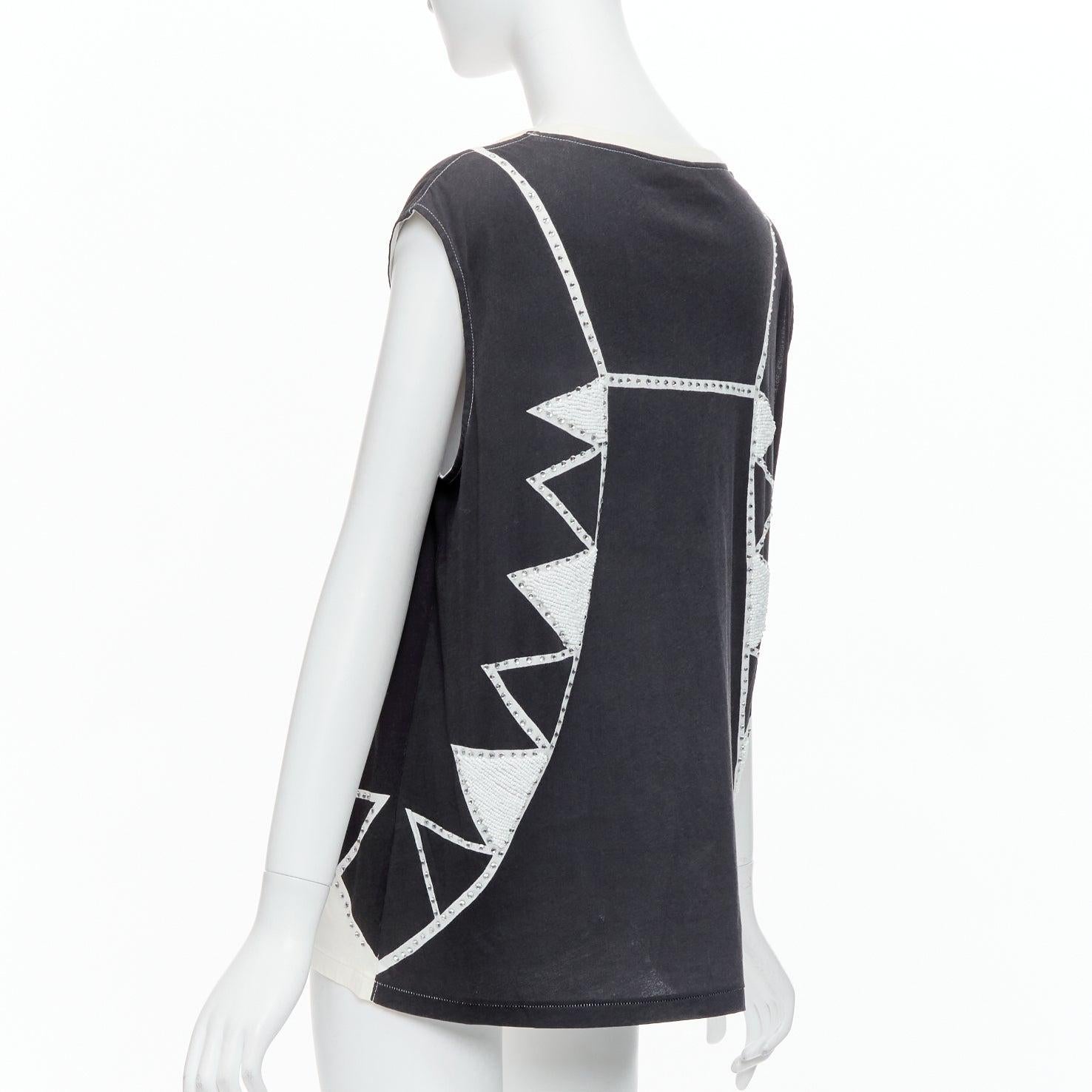 SASS & BIDE Love Shady - canotta in cotone con cristalli neri e arancione neon S in vendita 1