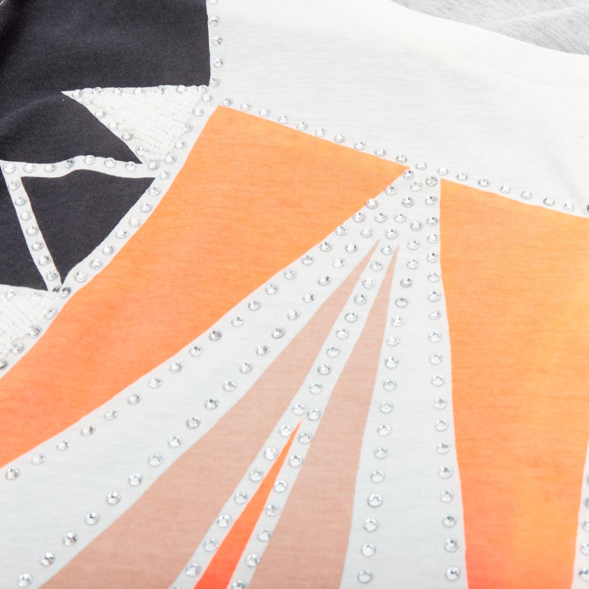 SASS & BIDE Love Shady - canotta in cotone con cristalli neri e arancione neon S in vendita 2