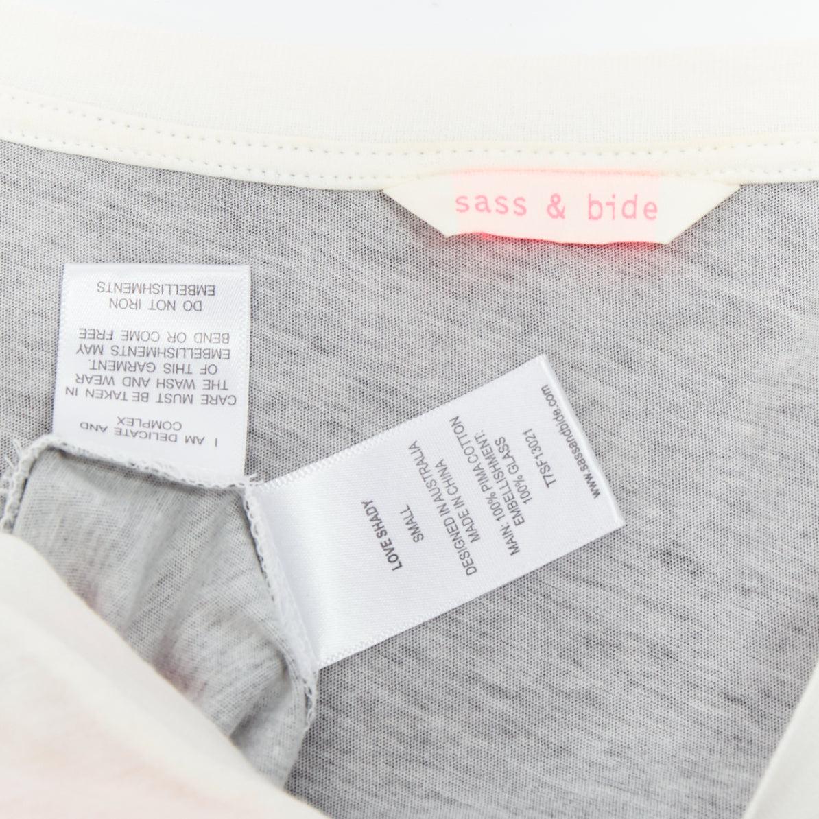 SASS & BIDE Love Shady - canotta in cotone con cristalli neri e arancione neon S in vendita 3
