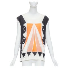 SASS & BIDE Love Shady neon orange black crystal embellished cotton tank S