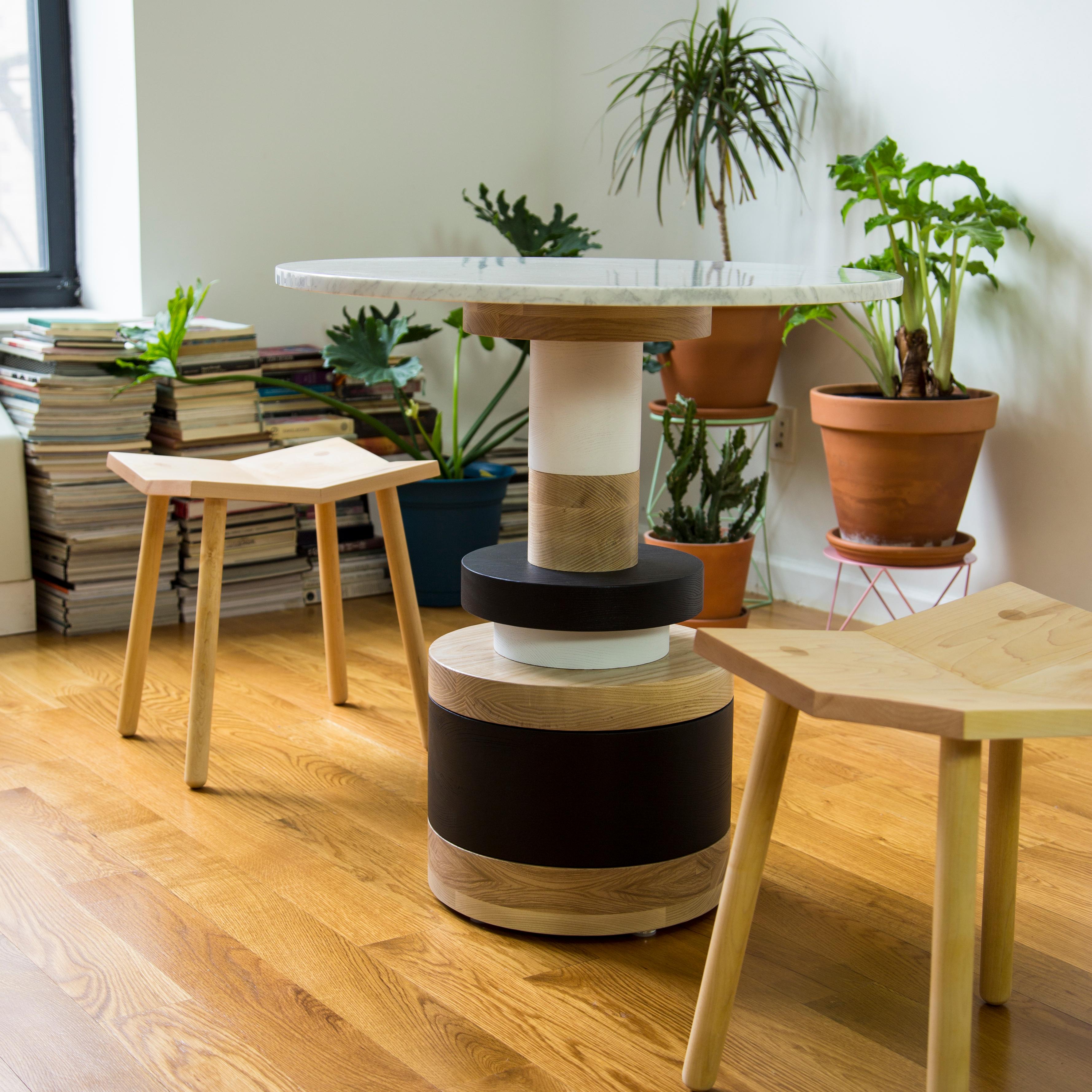 American Sass Cafe Table from Souda, Small, Black Marble Top, Made to Order For Sale