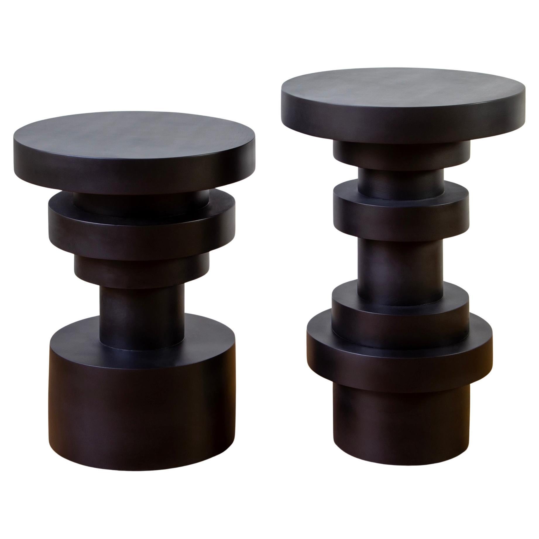 Sass Nesting Tables from Souda, Black, Wood Side, End Tables, Made to Order en vente