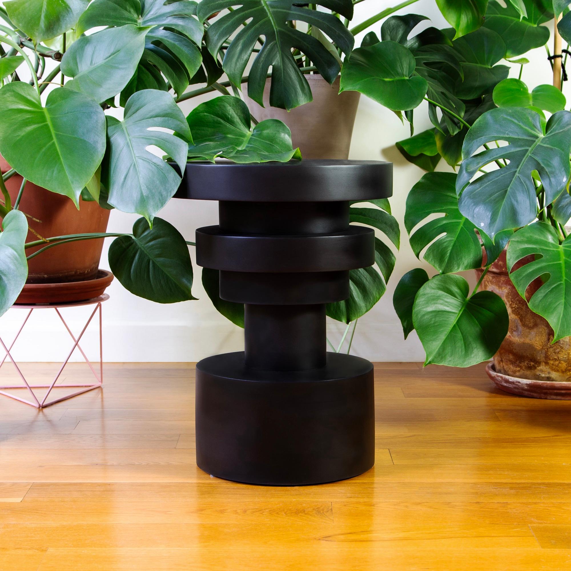 Bois Sass Side Table from Souda, Short, Black, Wood, Floor Model, In Stock en vente