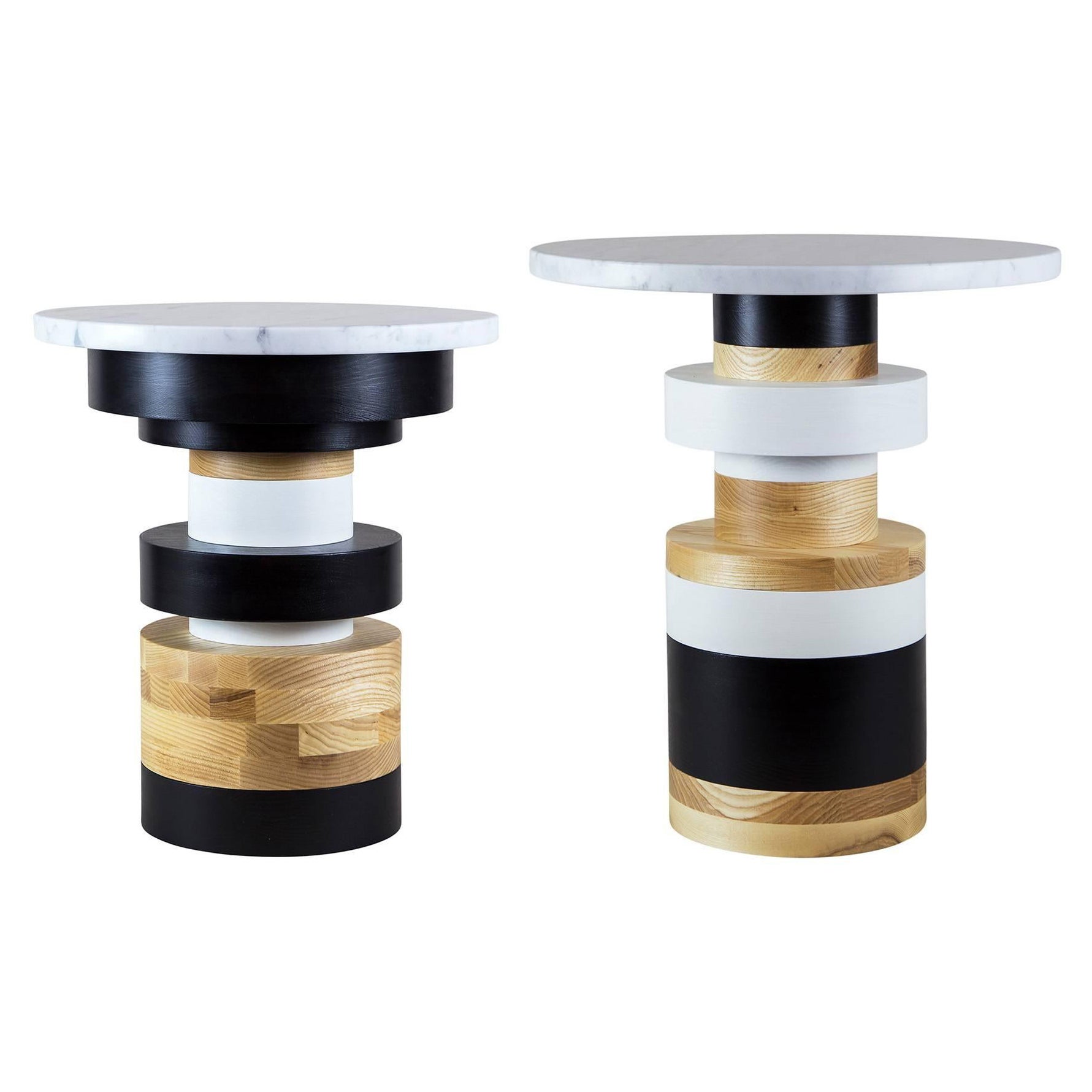 Sass Side Table Pair from Souda, Short and Medium, Made to Order