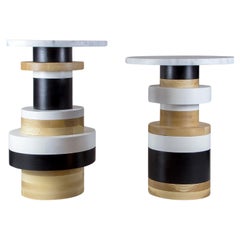 Paire de tables d'appoint Sass de Souda, hautes et moyennes, fabriquées sur commande