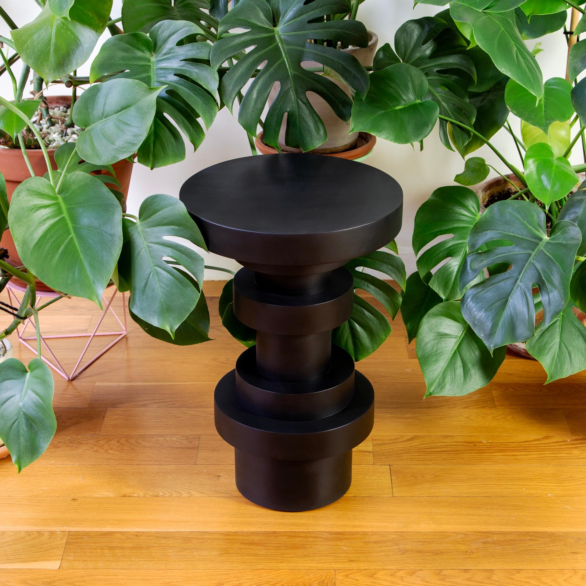 Bois Sass Side Tables from Souda, Pair, Black, Wood End Tables, Made to Order en vente