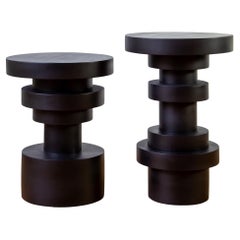 Sass Side Tables from Souda, Pair, Black, Wood End Tables, Made to Order