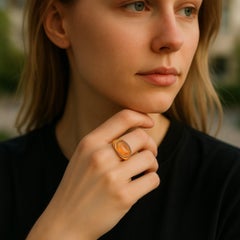 Sassanian 7th century CE Orange Red Carnelian Seal Set 18 Karat Yellow Gold Ring