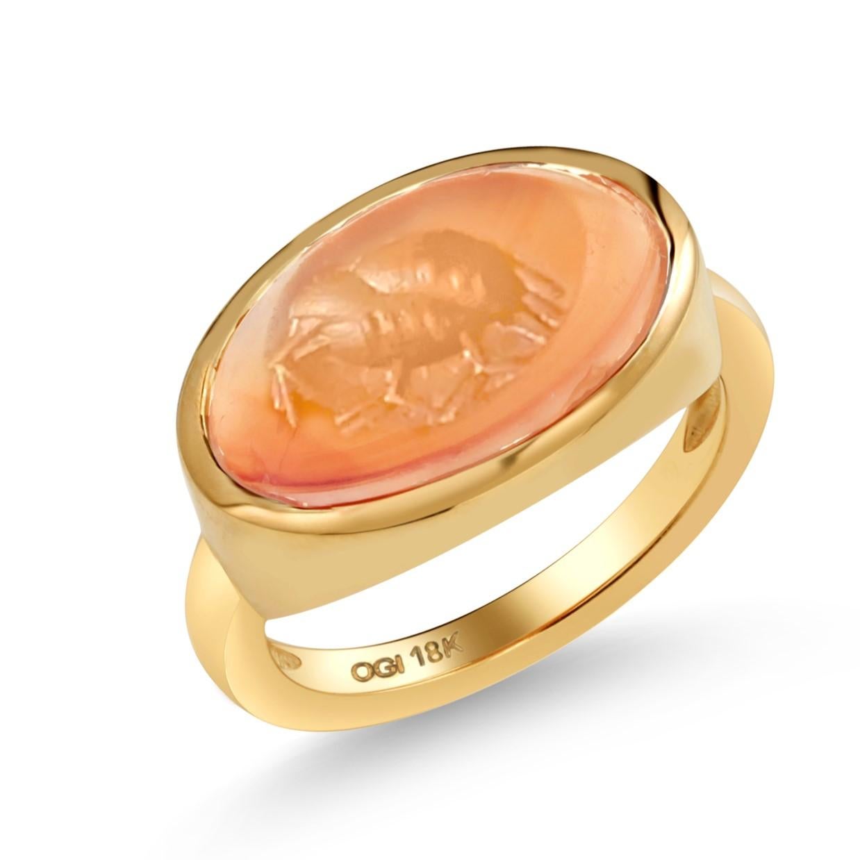 Antiker Sassanischer 18 Karat Ring mit orange-rotem Karneol-Siegelperlen aus dem 7. Jahrhundert 2