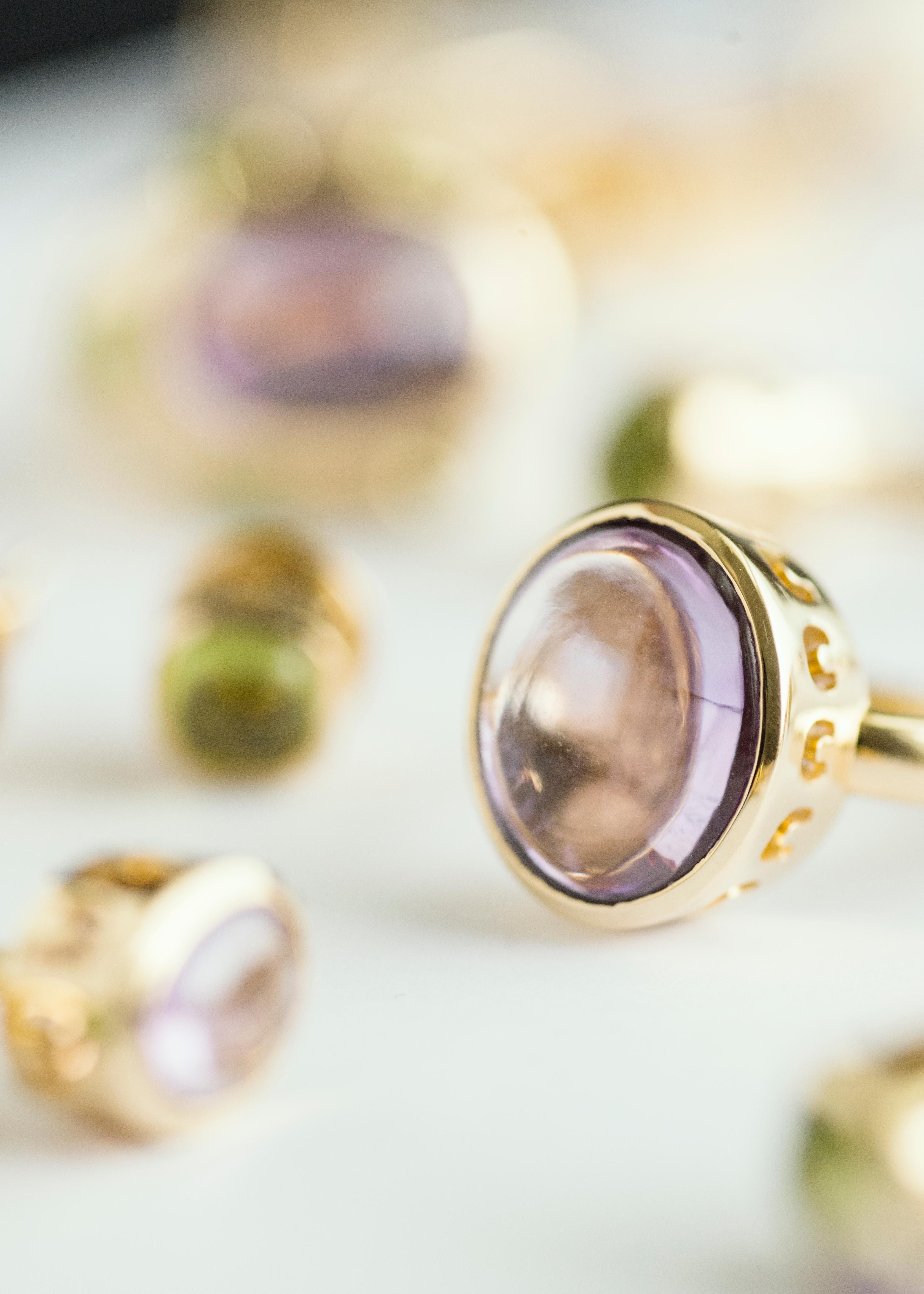 For Sale:  Sassi Fine Jewellery, Secret of Berenice, Amethyst Large Stack Yellow Gold Ring 2