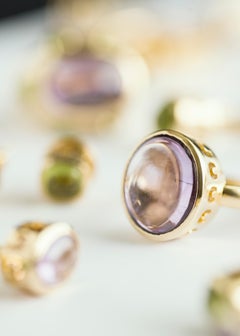 Sassi Fine Jewellery, Secret of Berenice, Amethyst Large Stack Yellow Gold Ring
