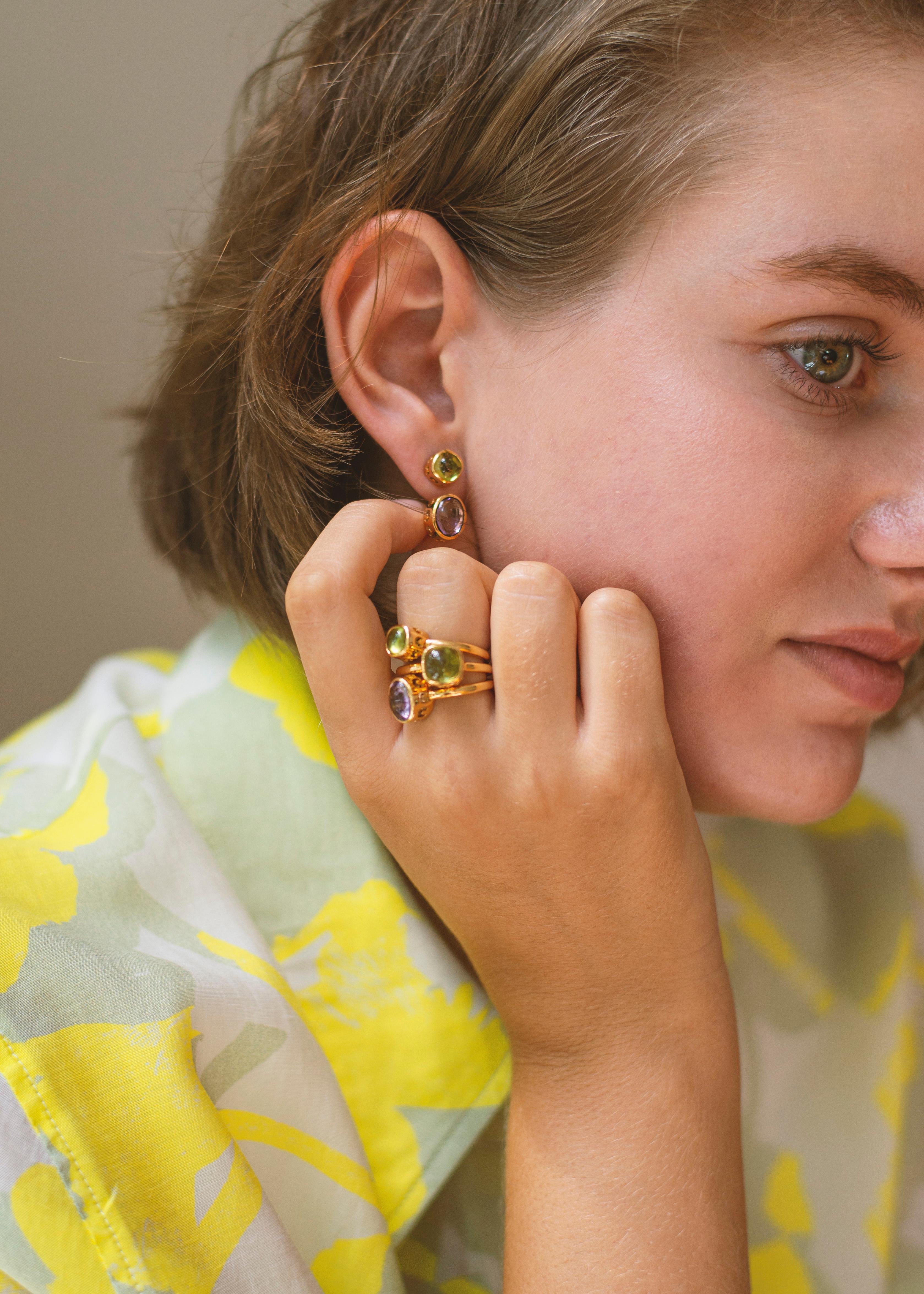 Sassi Fine Jewellery Secret of Berenice, Amethyst-Peridot Back to Front Earrings For Sale 6