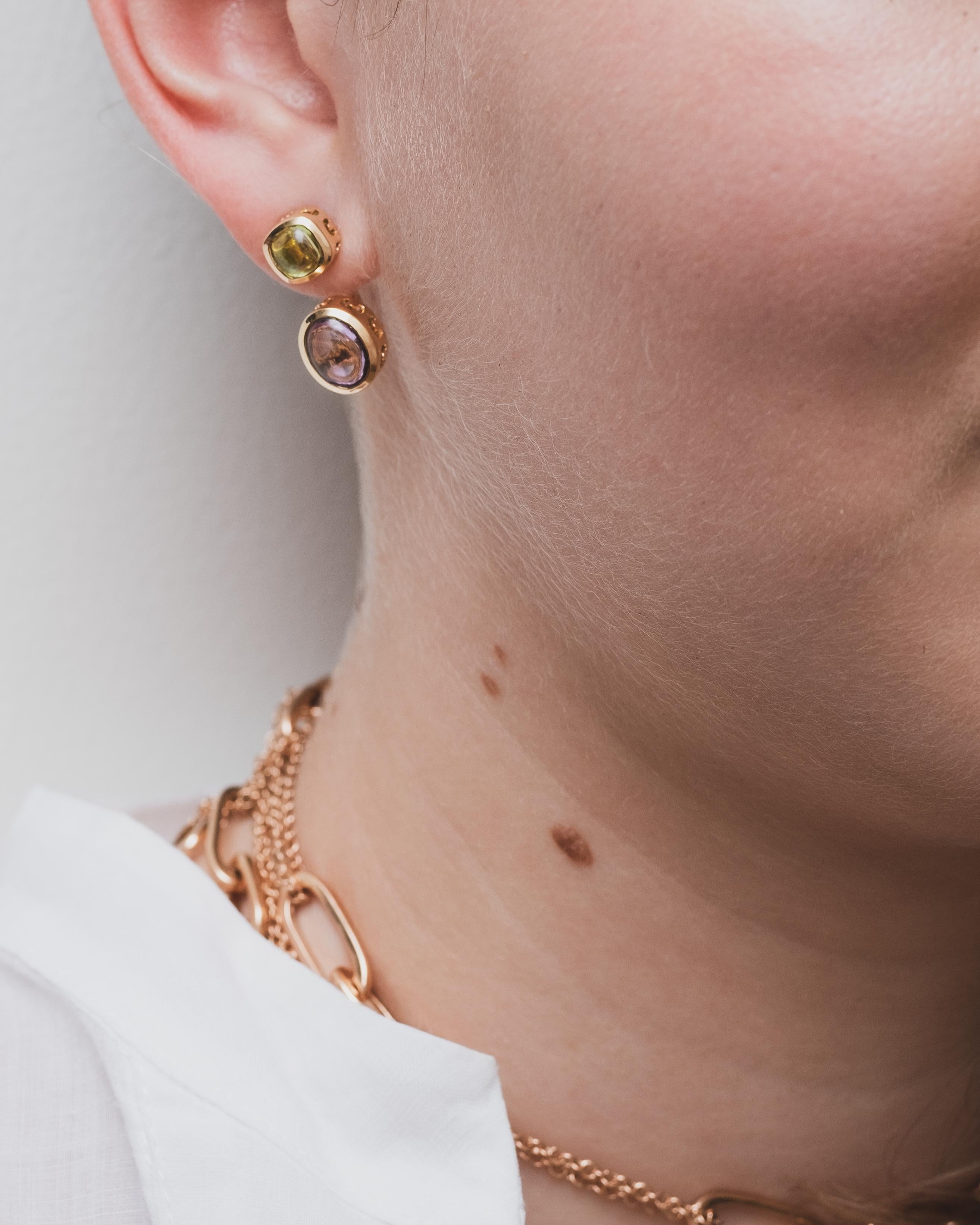 Sassi Fine Jewellery Secret of Berenice, Amethyst-Peridot Back to Front Earrings For Sale 7